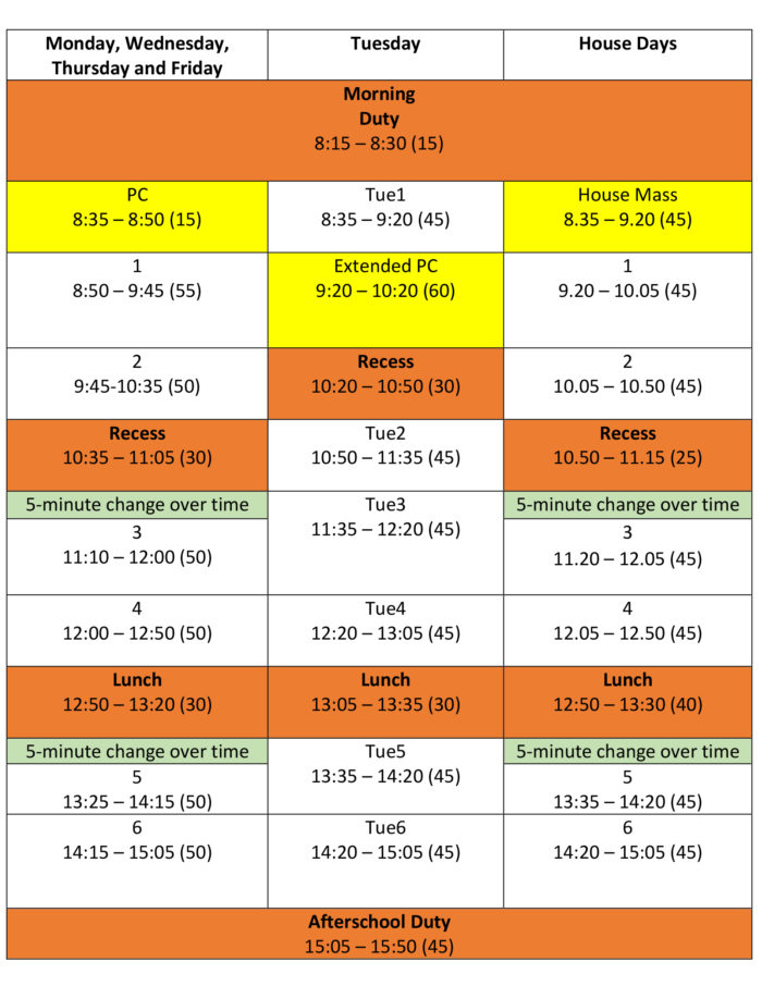 Bell Times Emmanuel Catholic College